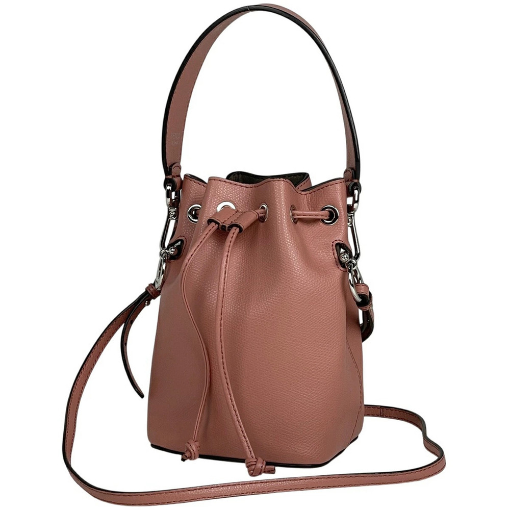 Fendi Mon Tresor Shoulder Bag Drawstring Handbag Leather Pink